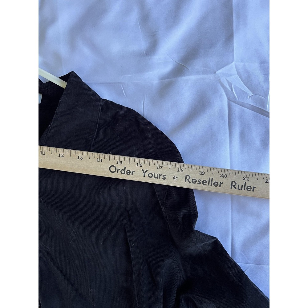 Foxcroft Shirt Womens 16 Black Fitted Corduroy Button Front Contrast Cuff Blouse - Picture 9 of 14
